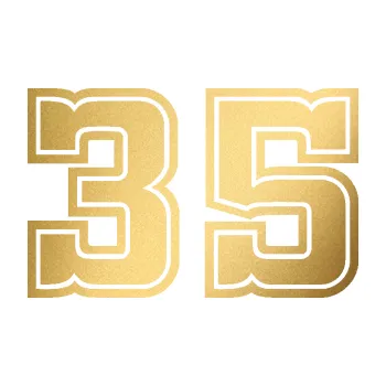 Polep vozidla Startovní číslo 35 typ 5 (43 - zlatá metalíza) SAMOLEPKA NA AUTO, NÁLEPKA, FÓLIE, POLEP, TUNING, VLASTNÍ TEXT, TISK, AUTOSAMOLEPKY.cz, POLEPY, OBRÁZEK, LOGO, 3D STICKERS