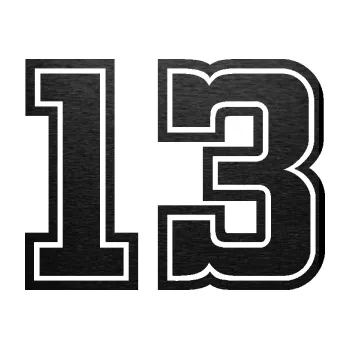 Polep vozidla Startovní číslo 13 typ 5 (63 - škrábaný kov černý) SAMOLEPKA NA AUTO, NÁLEPKA, FÓLIE, POLEP, TUNING, VLASTNÍ TEXT, TISK, AUTOSAMOLEPKY.cz, POLEPY, OBRÁZEK, LOGO, 3D STICKERS