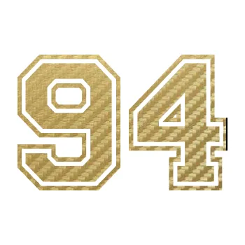 Polep vozidla Startovní číslo 94 typ 4 (59 - 3D karbon zlatý) SAMOLEPKA NA AUTO, NÁLEPKA, FÓLIE, POLEP, TUNING, VLASTNÍ TEXT, TISK, AUTOSAMOLEPKY.cz, POLEPY, OBRÁZEK, LOGO, 3D STICKERS