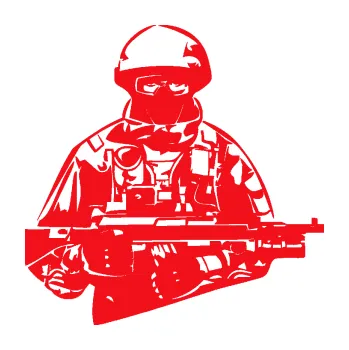 Samolepící dekorace SAMOLEPKA Voják 013 pravá (10 - červená) NA AUTO, NÁLEPKA, FÓLIE, POLEP, TUNING, VLASTNÍ TEXT, TISK, AUTOSAMOLEPKY.cz, POLEPY, OBRÁZEK, LOGO, SAMOLEPKY