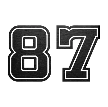 Polep vozidla Startovní číslo 87 typ 5 (63 - škrábaný kov černý) SAMOLEPKA NA AUTO, NÁLEPKA, FÓLIE, POLEP, TUNING, VLASTNÍ TEXT, TISK, AUTOSAMOLEPKY.cz, POLEPY, OBRÁZEK, LOGO, 3D STICKERS