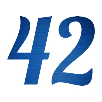 Polep vozidla Startovní číslo 42 typ 3 (65 - škrábaný kov modrý) SAMOLEPKA NA AUTO, NÁLEPKA, FÓLIE, POLEP, TUNING, VLASTNÍ TEXT, TISK, AUTOSAMOLEPKY.cz, POLEPY, OBRÁZEK, LOGO, 3D STICKERS