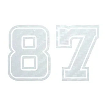 Polep vozidla SAMOLEPKA Startovní číslo 87 typ 5 (51 - 3D karbon bílý) NA AUTO, NÁLEPKA, FÓLIE, POLEP, TUNING, VLASTNÍ TEXT, TISK, AUTOSAMOLEPKY.cz, POLEPY, OBRÁZEK, LOGO, SAMOLEPKY