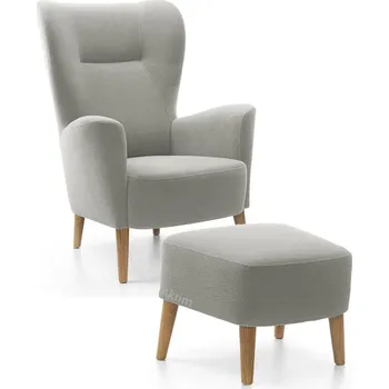 Křeslo Křeslo ušák s podnožkou Next | FUNKČNÍ LÁTKA | středně šedá 80 | nohy buk | AKCE