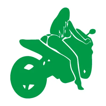 Polep vozidla Sexy žena na motorce pravá (12 - zelená) SAMOLEPKA NA AUTO, NÁLEPKA, FÓLIE, POLEP, TUNING, VLASTNÍ TEXT, TISK, AUTOSAMOLEPKY.cz, POLEPY, OBRÁZEK, LOGO, 3D STICKERS