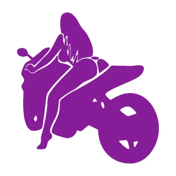 Polep vozidla Sexy žena na motorce levá (14 - fialová) SAMOLEPKA NA AUTO, NÁLEPKA, FÓLIE, POLEP, TUNING, VLASTNÍ TEXT, TISK, AUTOSAMOLEPKY.cz, POLEPY, OBRÁZEK, LOGO, 3D STICKERS