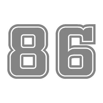 Polep vozidla Startovní číslo 86 typ 5 (17 - šedá) SAMOLEPKA NA AUTO, NÁLEPKA, FÓLIE, POLEP, TUNING, VLASTNÍ TEXT, TISK, AUTOSAMOLEPKY.cz, POLEPY, OBRÁZEK, LOGO, 3D STICKERS