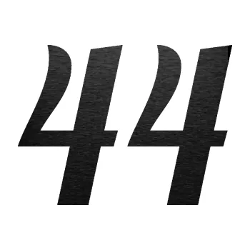 Polep vozidla Startovní číslo 44 typ 3 (63 - škrábaný kov černý) SAMOLEPKA NA AUTO, NÁLEPKA, FÓLIE, POLEP, TUNING, VLASTNÍ TEXT, TISK, AUTOSAMOLEPKY.cz, POLEPY, OBRÁZEK, LOGO, 3D STICKERS