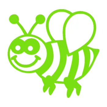 Samolepící dekorace SAMOLEPKA Včela 003 levá happy (04 - zelená kawasaki) NA AUTO, NÁLEPKA, FÓLIE, POLEP, TUNING, VLASTNÍ TEXT, TISK, AUTOSAMOLEPKY.cz, POLEPY, OBRÁZEK, LOGO, SAMOLEPKY