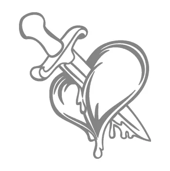 Samolepící dekorace SAMOLEPKA Srdce propíchlé dýkou levá (17 - šedá) NA AUTO, NÁLEPKA, FÓLIE, POLEP, TUNING, VLASTNÍ TEXT, TISK, AUTOSAMOLEPKY.cz, POLEPY, OBRÁZEK, LOGO, SAMOLEPKY