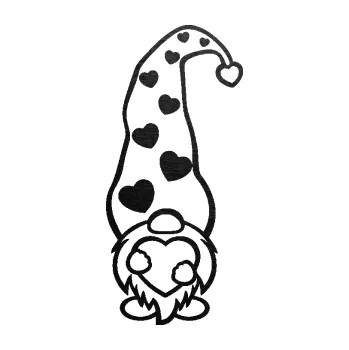 Samolepící dekorace SAMOLEPKA Trpaslík 002 levá čepice se srdíčky (63 - škrábaný kov černý) NA AUTO, NÁLEPKA, FÓLIE, POLEP, TUNING, VLASTNÍ TEXT, TISK, AUTOSAMOLEPKY.cz, POLEPY, OBRÁZEK, LOGO, SAMOLEPKY