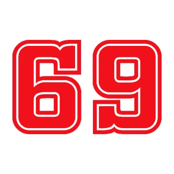 Polep vozidla SAMOLEPKA Startovní číslo 69 typ 5 (10 - červená) NA AUTO, NÁLEPKA, FÓLIE, POLEP, TUNING, VLASTNÍ TEXT, TISK, AUTOSAMOLEPKY.cz, POLEPY, OBRÁZEK, LOGO, SAMOLEPKY
