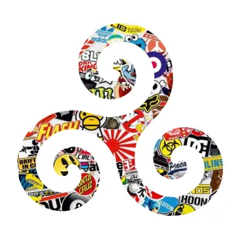 samolepka Triskelion keltský znak (83 - Sticker bomb) SAMOLEPKA NA AUTO, NÁLEPKA, FÓLIE, POLEP, TUNING, VLASTNÍ TEXT, TISK, AUTOSAMOLEPKY.cz, POLEPY, OBRÁZEK, LOGO, 3D STICKERS