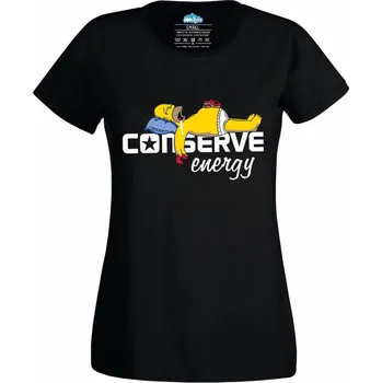 Dámské tričko Simpsonovi "Conserve Energy" The Simpsons (Skladem XS-4XL) (Velikost: 4XL, Barva: Černá)