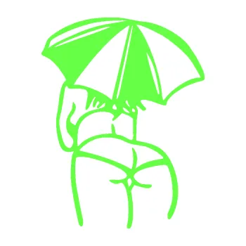 Samolepicí dekorace na vozidlo Slečna s deštníkem levá (71 - Fluorescentní zelená) SAMOLEPKA NA AUTO, NÁLEPKA, FÓLIE, POLEP, TUNING, VLASTNÍ TEXT, TISK, AUTOSAMOLEPKY.cz, POLEPY, OBRÁZEK, LOGO, 3D STICKERS