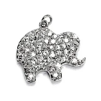 Přívěsek Stříbrný přívěsek slon čiré zirkony - 6592 (Stříbrný slon s čirými zirkony)