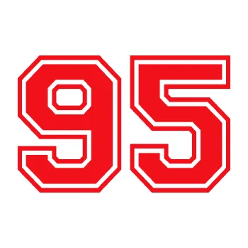 Polep vozidla SAMOLEPKA Startovní číslo 95 typ 4 (10 - červená) NA AUTO, NÁLEPKA, FÓLIE, POLEP, TUNING, VLASTNÍ TEXT, TISK, AUTOSAMOLEPKY.cz, POLEPY, OBRÁZEK, LOGO, SAMOLEPKY