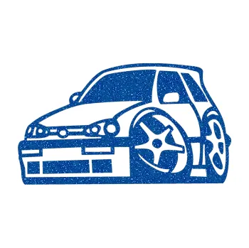 Polep vozidla SAMOLEPKA VW Golf 3 karikatura levá (88 - Ultra Metalic modrá) NA AUTO, NÁLEPKA, FÓLIE, POLEP, TUNING, VLASTNÍ TEXT, TISK, AUTOSAMOLEPKY.cz, POLEPY, OBRÁZEK, LOGO, SAMOLEPKY