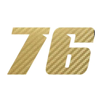 Polep vozidla Startovní číslo 76 typ 6 (59 - 3D karbon zlatý) SAMOLEPKA NA AUTO, NÁLEPKA, FÓLIE, POLEP, TUNING, VLASTNÍ TEXT, TISK, AUTOSAMOLEPKY.cz, POLEPY, OBRÁZEK, LOGO, 3D STICKERS
