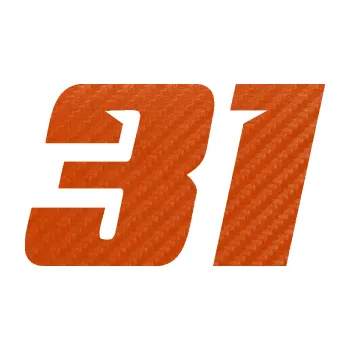 Polep vozidla Startovní číslo 31 typ 6 (54 - 3D karbon oranžový) SAMOLEPKA NA AUTO, NÁLEPKA, FÓLIE, POLEP, TUNING, VLASTNÍ TEXT, TISK, AUTOSAMOLEPKY.cz, POLEPY, OBRÁZEK, LOGO, 3D STICKERS