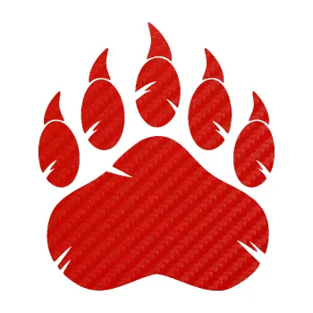 samolepka Tlapa medvěda 002 levá (53 - 3D karbon červený) SAMOLEPKA NA AUTO, NÁLEPKA, FÓLIE, POLEP, TUNING, VLASTNÍ TEXT, TISK, AUTOSAMOLEPKY.cz, POLEPY, OBRÁZEK, LOGO, 3D STICKERS