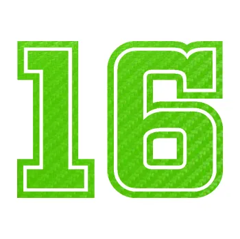 Polep vozidla Startovní číslo 16 typ 5 (58 - 3D karbon zelený kawasaki) SAMOLEPKA NA AUTO, NÁLEPKA, FÓLIE, POLEP, TUNING, VLASTNÍ TEXT, TISK, AUTOSAMOLEPKY.cz, POLEPY, OBRÁZEK, LOGO, 3D STICKERS