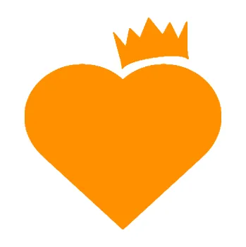 Samolepící dekorace SAMOLEPKA Srdíčko 010 pravá s korunkou (06 - oranžová) NA AUTO, NÁLEPKA, FÓLIE, POLEP, TUNING, VLASTNÍ TEXT, TISK, AUTOSAMOLEPKY.cz, POLEPY, OBRÁZEK, LOGO, SAMOLEPKY