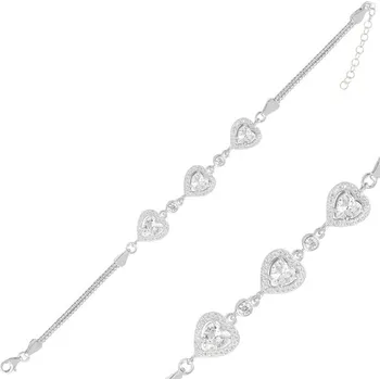Náramek Olivie Stříbrný srdíčkový náramek 4813 Ag 925; ≤7,4 g.