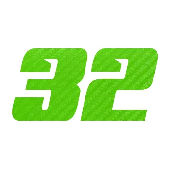 Polep vozidla Startovní číslo 32 typ 6 (58 - 3D karbon zelený kawasaki) SAMOLEPKA NA AUTO, NÁLEPKA, FÓLIE, POLEP, TUNING, VLASTNÍ TEXT, TISK, AUTOSAMOLEPKY.cz, POLEPY, OBRÁZEK, LOGO, 3D STICKERS