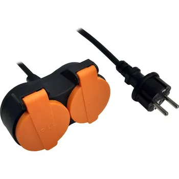 Napájecí kabel Prodlužovací kabel, H05RR-F, 1 m, 2 zásuvky, černý 34045