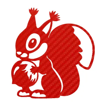 Samolepící dekorace SAMOLEPKA Veverka 003 levá s oříškem (53 - 3D karbon červený) NA AUTO, NÁLEPKA, FÓLIE, POLEP, TUNING, VLASTNÍ TEXT, TISK, AUTOSAMOLEPKY.cz, POLEPY, OBRÁZEK, LOGO, SAMOLEPKY