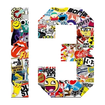 Polep vozidla Startovní číslo 13 (83 - Sticker bomb) SAMOLEPKA NA AUTO, NÁLEPKA, FÓLIE, POLEP, TUNING, VLASTNÍ TEXT, TISK, AUTOSAMOLEPKY.cz, POLEPY, OBRÁZEK, LOGO, 3D STICKERS