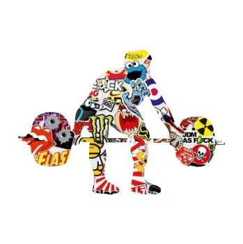 Polep vozidla SAMOLEPKA Vzpírání 001 pravá (83 - Sticker bomb) NA AUTO, NÁLEPKA, FÓLIE, POLEP, TUNING, VLASTNÍ TEXT, TISK, AUTOSAMOLEPKY.cz, POLEPY, OBRÁZEK, LOGO, SAMOLEPKY