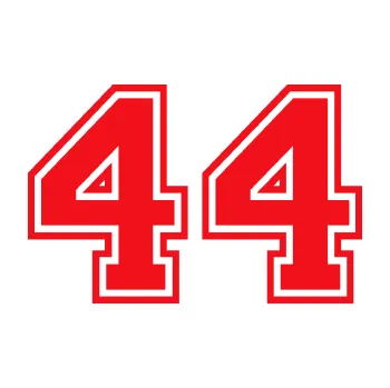 Polep vozidla SAMOLEPKA Startovní číslo 44 typ 4 (10 - červená) NA AUTO, NÁLEPKA, FÓLIE, POLEP, TUNING, VLASTNÍ TEXT, TISK, AUTOSAMOLEPKY.cz, POLEPY, OBRÁZEK, LOGO, SAMOLEPKY
