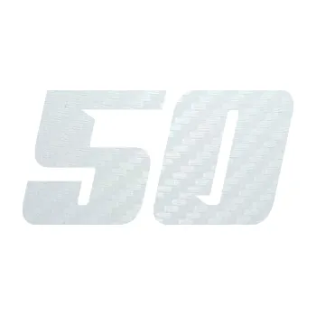 Polep vozidla SAMOLEPKA Startovní číslo 50 typ 6 (51 - 3D karbon bílý) NA AUTO, NÁLEPKA, FÓLIE, POLEP, TUNING, VLASTNÍ TEXT, TISK, AUTOSAMOLEPKY.cz, POLEPY, OBRÁZEK, LOGO, SAMOLEPKY