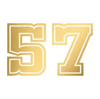 Polep vozidla Startovní číslo 57 typ 5 (43 - zlatá metalíza) SAMOLEPKA NA AUTO, NÁLEPKA, FÓLIE, POLEP, TUNING, VLASTNÍ TEXT, TISK, AUTOSAMOLEPKY.cz, POLEPY, OBRÁZEK, LOGO, 3D STICKERS