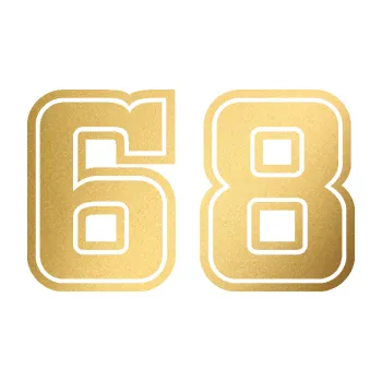 Polep vozidla Startovní číslo 68 typ 5 (43 - zlatá metalíza) SAMOLEPKA NA AUTO, NÁLEPKA, FÓLIE, POLEP, TUNING, VLASTNÍ TEXT, TISK, AUTOSAMOLEPKY.cz, POLEPY, OBRÁZEK, LOGO, 3D STICKERS