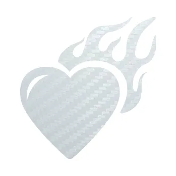 Samolepící dekorace SAMOLEPKA Srdíčko 011 pravá s plamenem (51 - 3D karbon bílý) NA AUTO, NÁLEPKA, FÓLIE, POLEP, TUNING, VLASTNÍ TEXT, TISK, AUTOSAMOLEPKY.cz, POLEPY, OBRÁZEK, LOGO, SAMOLEPKY