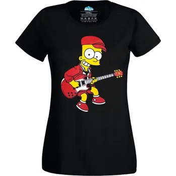 Dámské tričko Dámské tričko Bart Young Electric Guitar Bart Simpson s Kytarou (Skladem XS-4XL) (Velikost: 4XL, Barva: Černá)