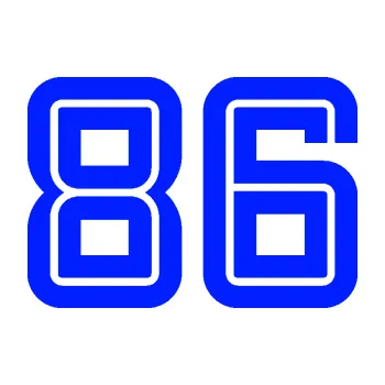Polep vozidla Startovní číslo 86 typ 7 (19 - modrá dynamic) SAMOLEPKA NA AUTO, NÁLEPKA, FÓLIE, POLEP, TUNING, VLASTNÍ TEXT, TISK, AUTOSAMOLEPKY.cz, POLEPY, OBRÁZEK, LOGO, 3D STICKERS
