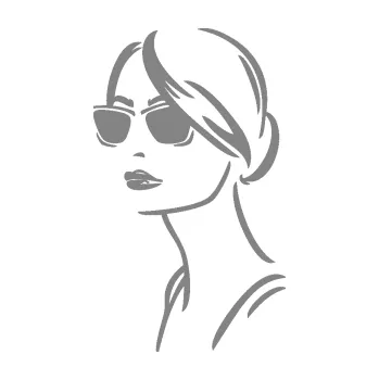 Samolepící dekorace SAMOLEPKA Žena tvář 003 levá s brýlemi (17 - šedá) NA AUTO, NÁLEPKA, FÓLIE, POLEP, TUNING, VLASTNÍ TEXT, TISK, AUTOSAMOLEPKY.cz, POLEPY, OBRÁZEK, LOGO, SAMOLEPKY