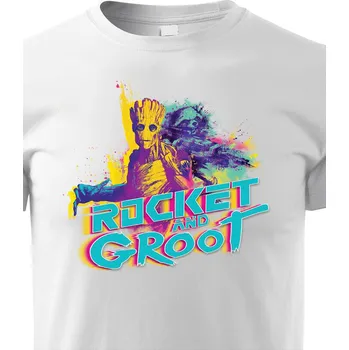 Dívčí tričko Dětské tričko Groot a Rocket, Barva Bílá, Velikost 134 cm/8 roků, Canvas Dětské tričko Bezvatriko.cz 2351