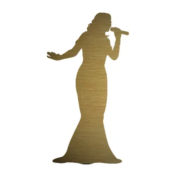 Samolepicí dekorace na vozidlo Zpěvačka 001 pravá (64 - škrábaný kov zlatý) SAMOLEPKA NA AUTO, NÁLEPKA, FÓLIE, POLEP, TUNING, VLASTNÍ TEXT, TISK, AUTOSAMOLEPKY.cz, POLEPY, OBRÁZEK, LOGO, 3D STICKERS