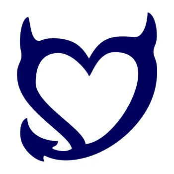 Samolepící dekorace Srdíčko čertovo levá (23 - tmavě modrá) SAMOLEPKA NA AUTO, NÁLEPKA, FÓLIE, POLEP, TUNING, VLASTNÍ TEXT, TISK, AUTOSAMOLEPKY.cz, POLEPY, OBRÁZEK, LOGO, 3D STICKERS