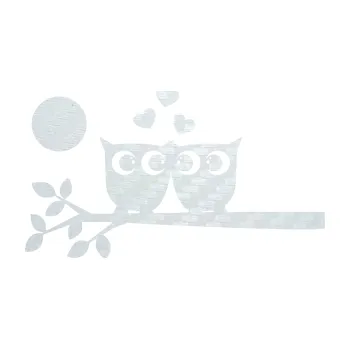 Samolepící dekorace SAMOLEPKA Zamilované sovy levá na větvičce (51 - 3D karbon bílý) NA AUTO, NÁLEPKA, FÓLIE, POLEP, TUNING, VLASTNÍ TEXT, TISK, AUTOSAMOLEPKY.cz, POLEPY, OBRÁZEK, LOGO, SAMOLEPKY