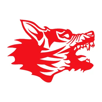 Polep vozidla SAMOLEPKA Vlk 003 pravá (10 - červená) NA AUTO, NÁLEPKA, FÓLIE, POLEP, TUNING, VLASTNÍ TEXT, TISK, AUTOSAMOLEPKY.cz, POLEPY, OBRÁZEK, LOGO, SAMOLEPKY