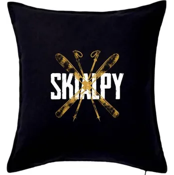 Polštář Skialpy nápis lyže - Polštář 50x50 - 50x50 - Pouze potah ( Černá )