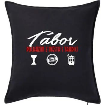 Polštář Tábor město s tradicí - Polštář 50x50 - 50x50 - Pouze potah ( Černá )