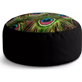 Sedací pytel Kulatý taburet Circle Paví peří: 38x48 cm - Sablio
