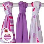 KIKKO Bambusové pleny XKKO BMB Hearts&Waves Lilac MIX 70x70cm - 3ks